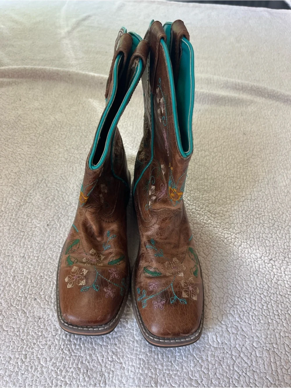Smoky Mountain Boots Girls Floralie Western Leather Boots Embroidered 4.5